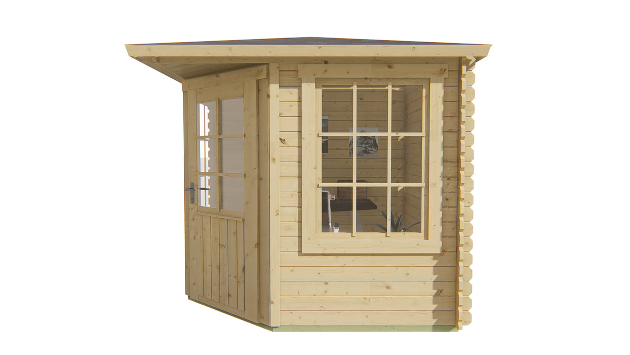Blokhut - Tuinhuis Jos | 28 mm | vuren bruin geïmpregneerd