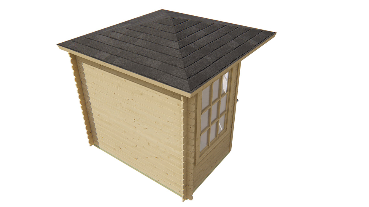 Blokhut - Tuinhuis Jos | 28 mm | vuren bruin geïmpregneerd