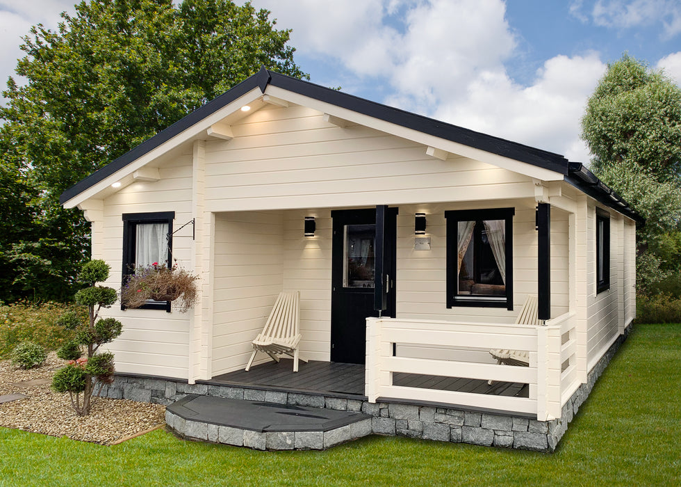 Blokhut - Tuinhuis Kay | 70 mm | vuren grijs geïmpregneerd