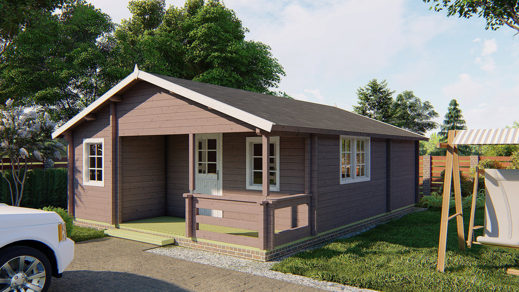Blokhut - Tuinhuis Kay | 70 mm | vuren grijs geïmpregneerd