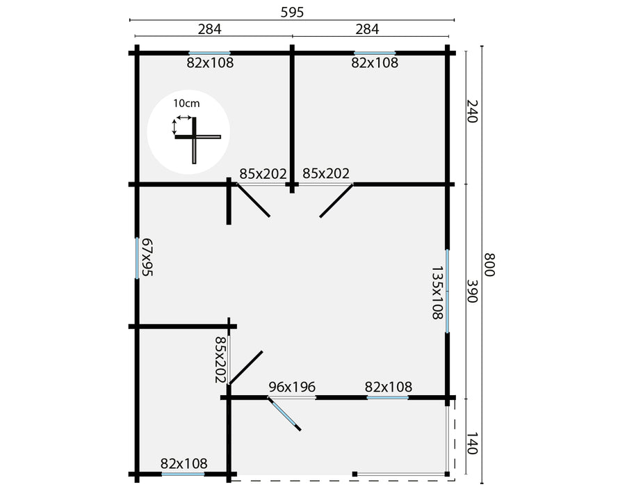 Blokhut - Tuinhuis Kay | 70 mm | vuren grijs geïmpregneerd