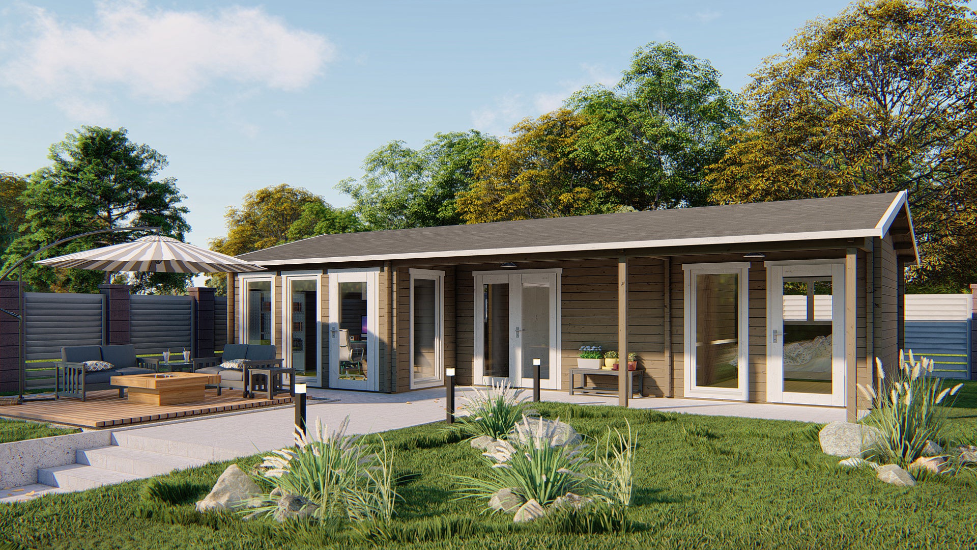 Blokhut - Tuinhuis Letterkenny | 70 mm | vuren honinggeel geïmpregneerd