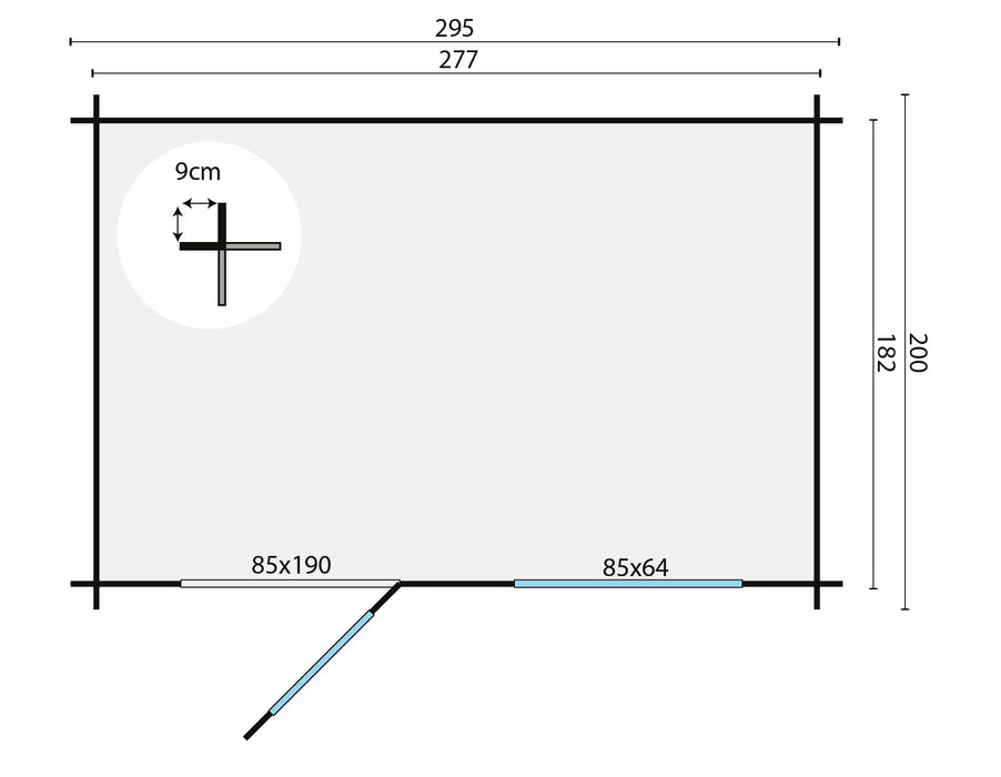 Blokhut - Tuinhuis Sten | 28 mm | vuren groen geïmpregneerd