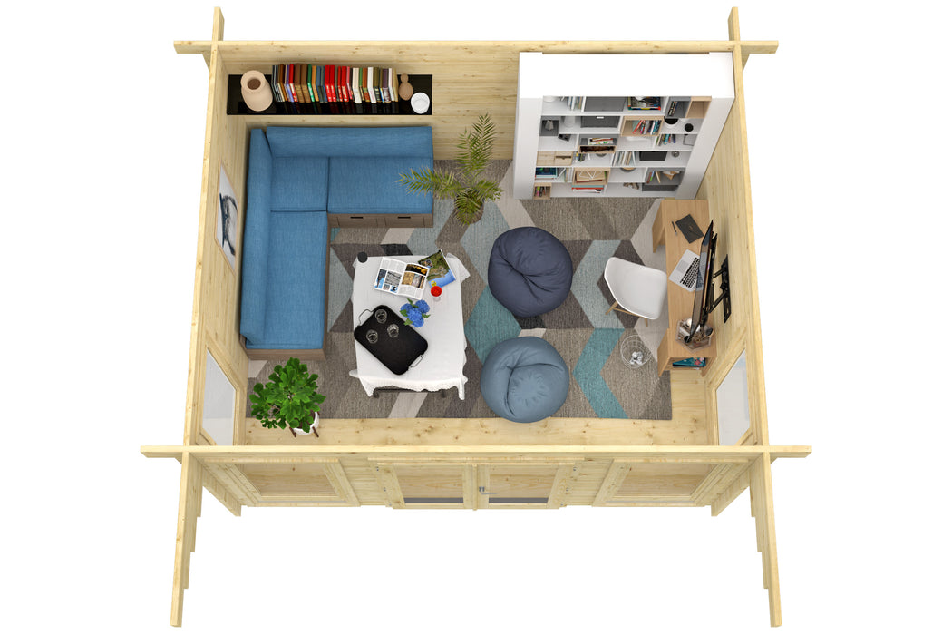 Blokhut - Tuinhuis Lory | 44 mm | vuren honinggeel geïmpregneerd