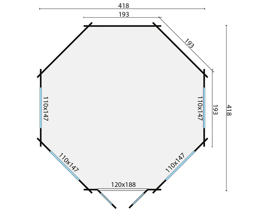 Blokhut - Tuinhuis Lynn | 44 mm | vuren grijs geïmpregneerd