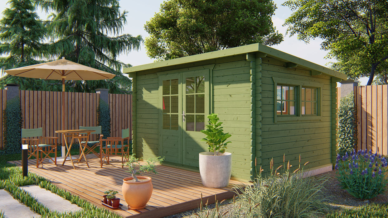 Blokhut - Tuinhuis Loya | 28 mm | vuren groen geïmpregneerd