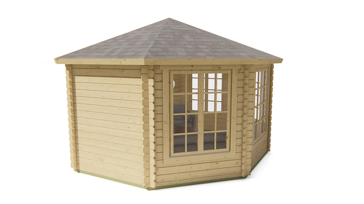 Blokhut - Tuinhuis Lynn | 44 mm | vuren grijs geïmpregneerd