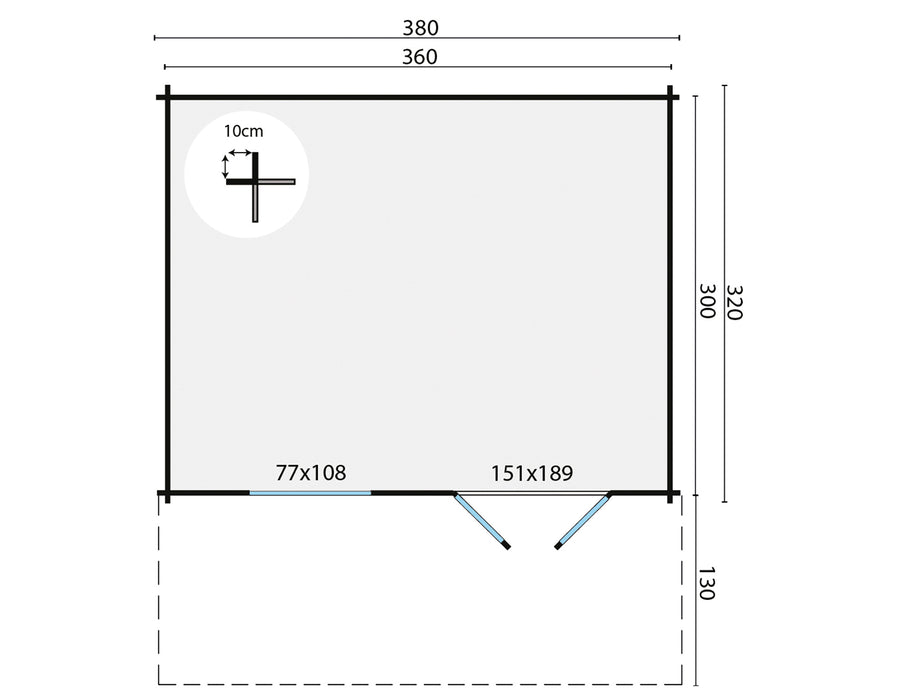 Blokhut - Tuinhuis Marbella | 34 mm | vuren groen geïmpregneerd