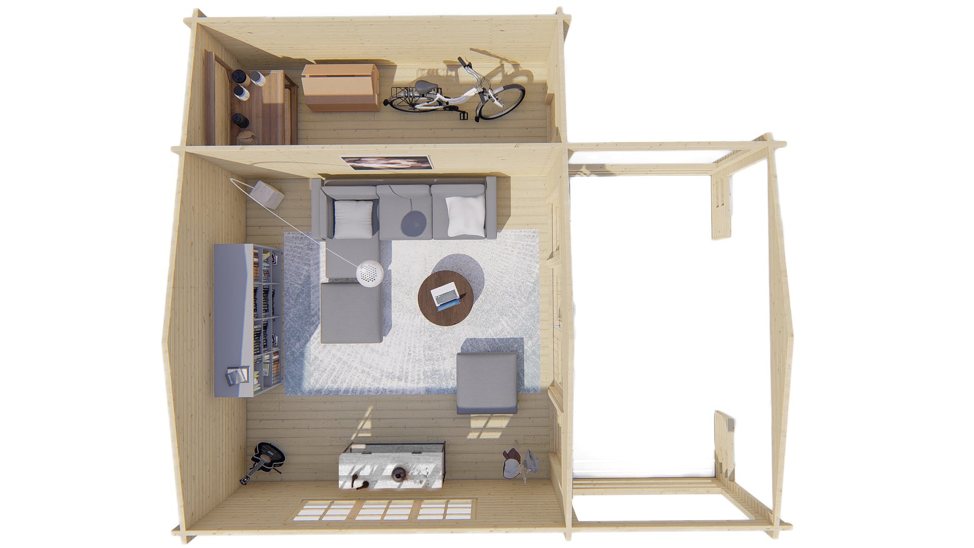 Blokhut - Tuinhuis Manchester | 58 mm | vuren honinggeel geïmpregneerd