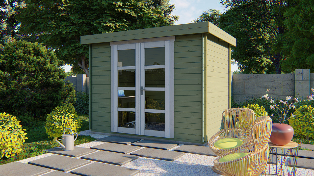 Blokhut - Tuinhuis Minimodern | 28 mm | vuren honinggeel geïmpregneerd