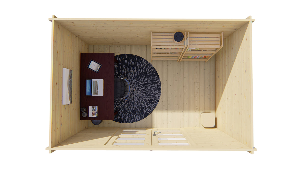 Blokhut - Tuinhuis Minimodern | 28 mm | vuren honinggeel geïmpregneerd