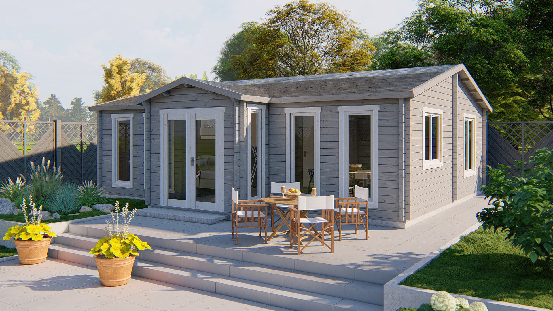Blokhut - Tuinhuis Mullingar | 70 mm | vuren honinggeel geïmpregneerd