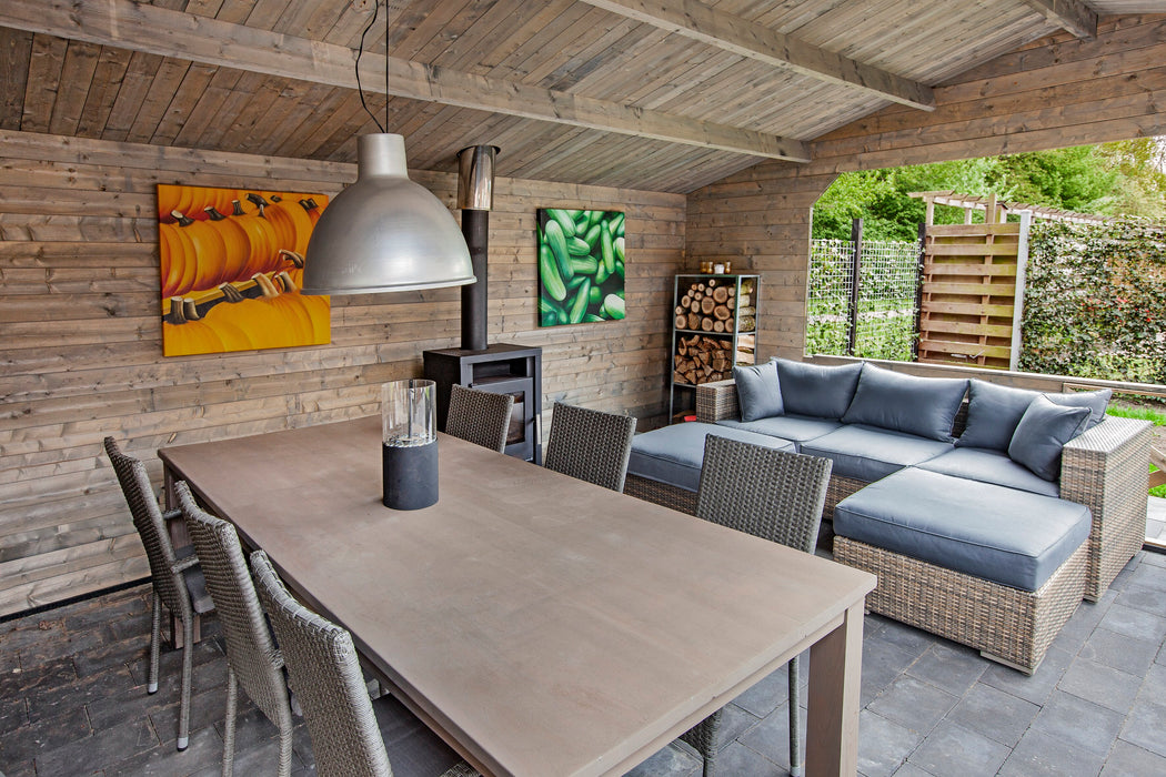 Blokhut - Tuinhuis Mokka | 40 mm | vuren grijs geïmpregneerd