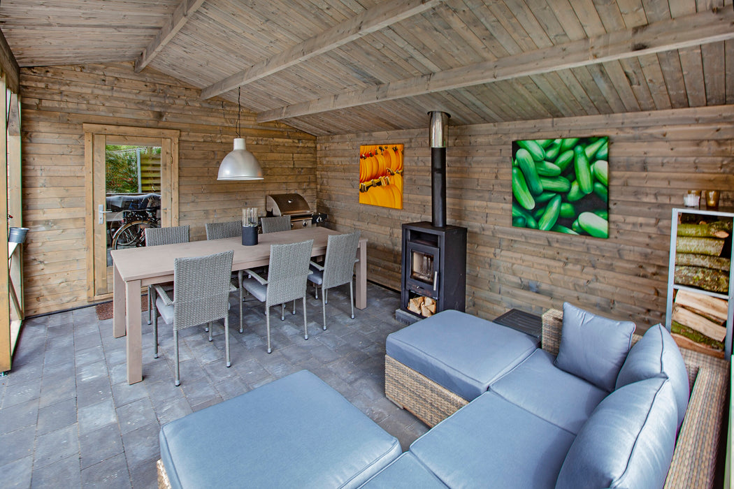 Blokhut - Tuinhuis Mokka | 40 mm | vuren grijs geïmpregneerd