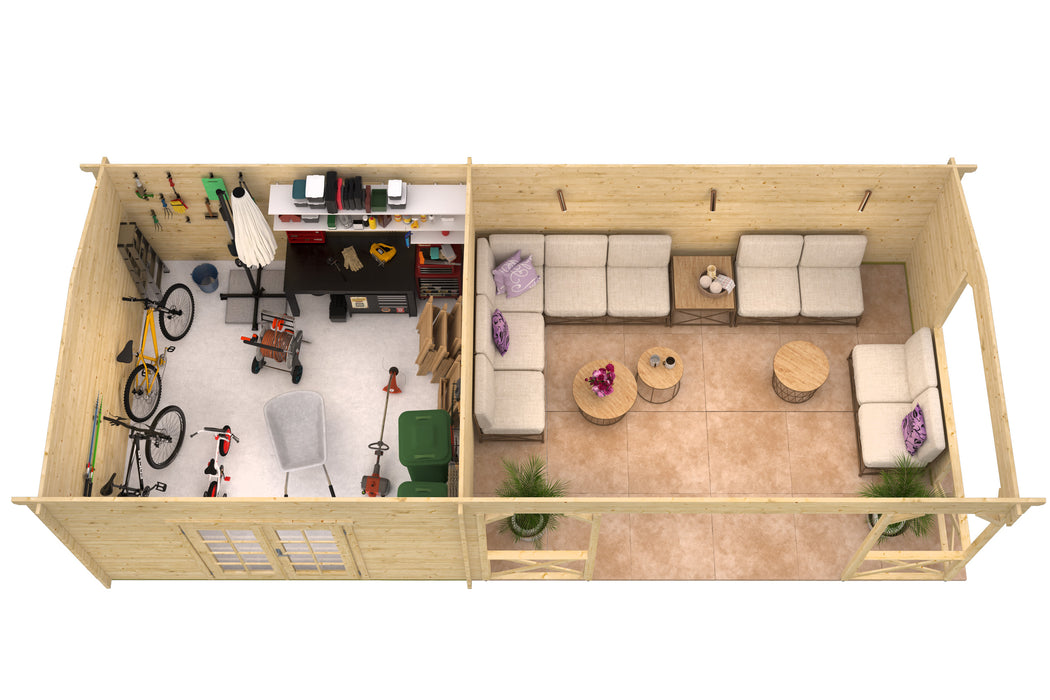 Blokhut - Tuinhuis Mokka | 40 mm | vuren Red Class Wood geïmpregneerd