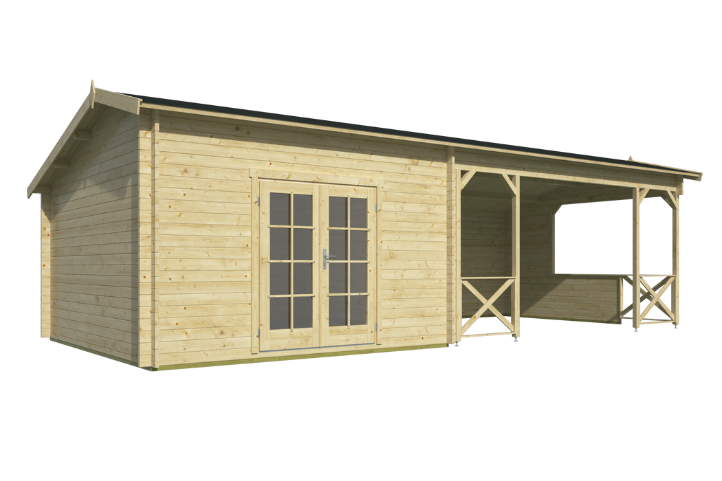 Blokhut - Tuinhuis Mokka | 40 mm | vuren grijs geïmpregneerd