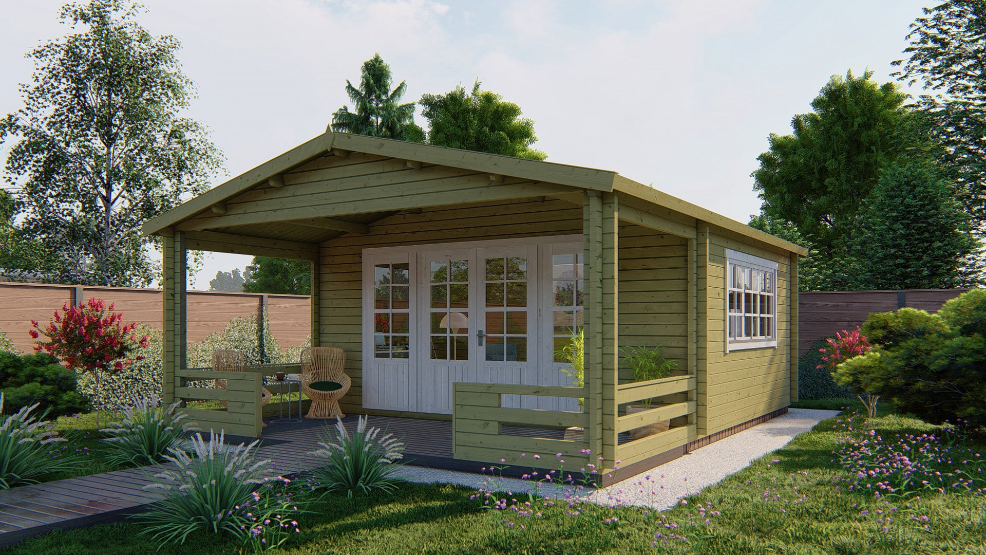 Blokhut - Tuinhuis Nottingham | 58 mm | vuren honinggeel geïmpregneerd