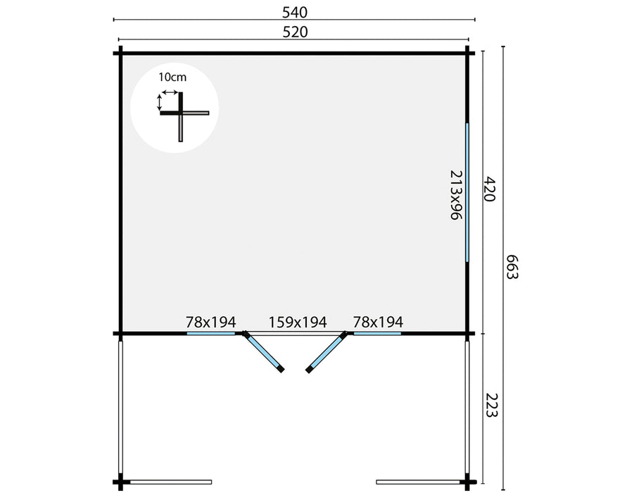 Blokhut - Tuinhuis Nottingham | 58 mm | vuren onbehandeld