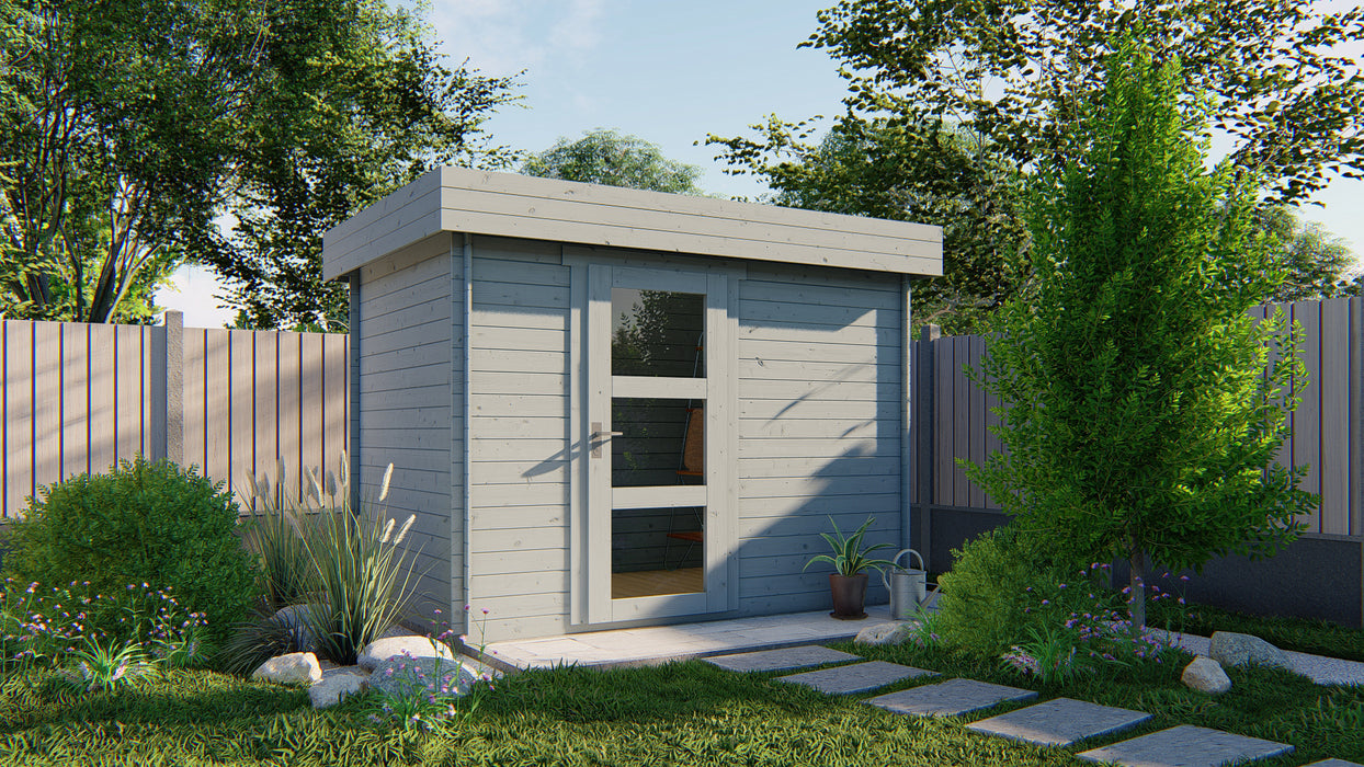 Blokhut - Tuinhuis Novalie | 19 mm | vuren grijs geïmpregneerd
