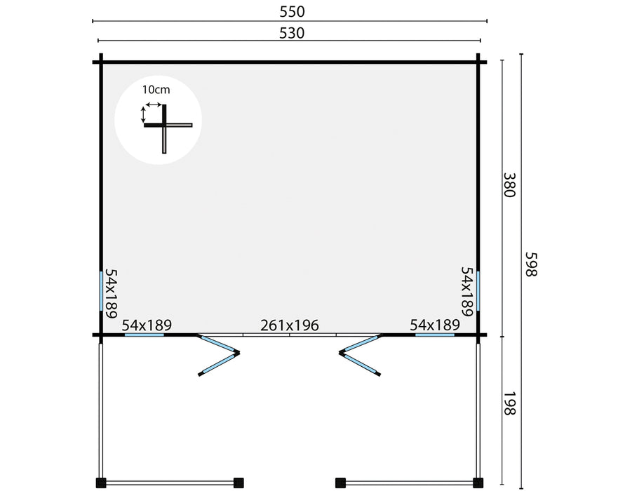 Blokhut - Tuinhuis Olaug | 44 mm | vuren grijs geïmpregneerd