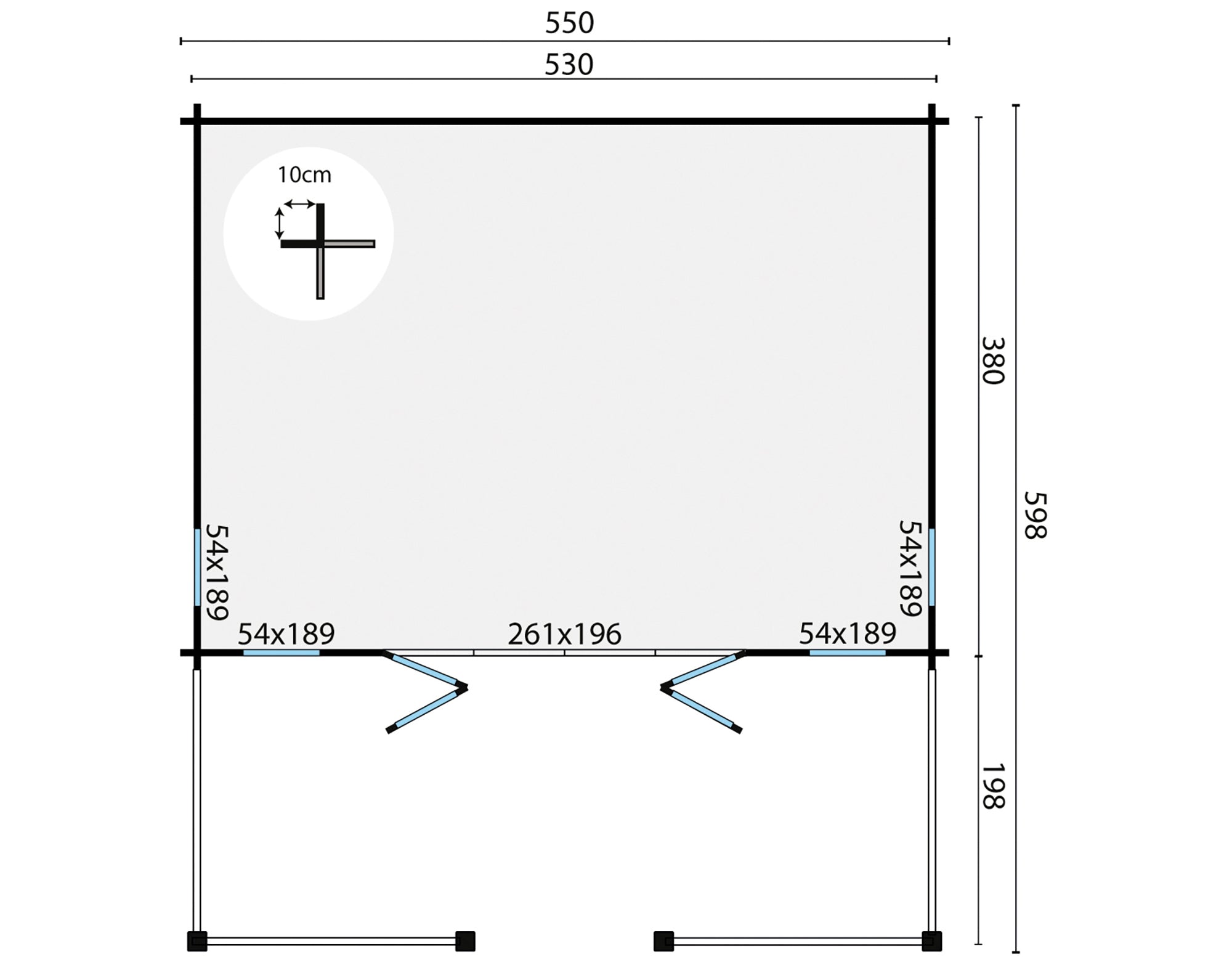 Blokhut - Tuinhuis Olaug | 44 mm | vuren bruin geïmpregneerd