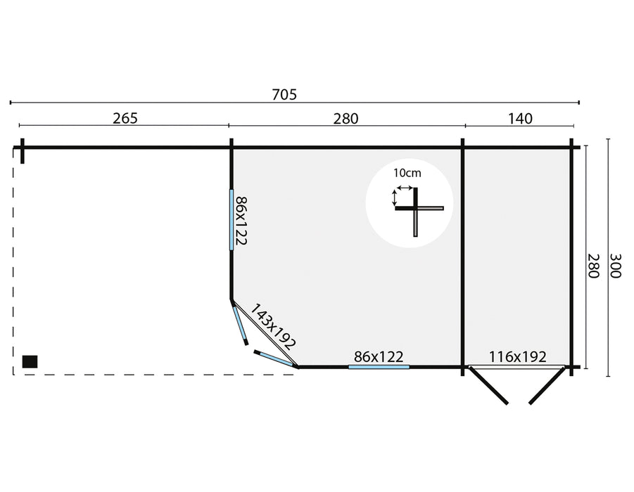 Blokhut - Tuinhuis Olson | 44 mm | vuren groen geïmpregneerd