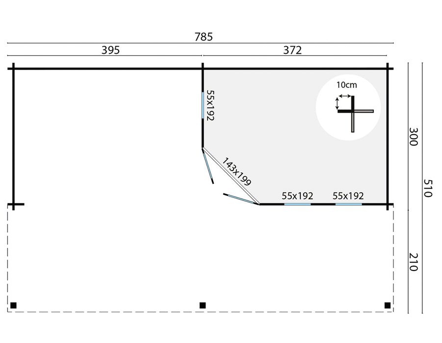 Blokhut - Tuinhuis Oletha | 40 mm | vuren grijs geïmpregneerd