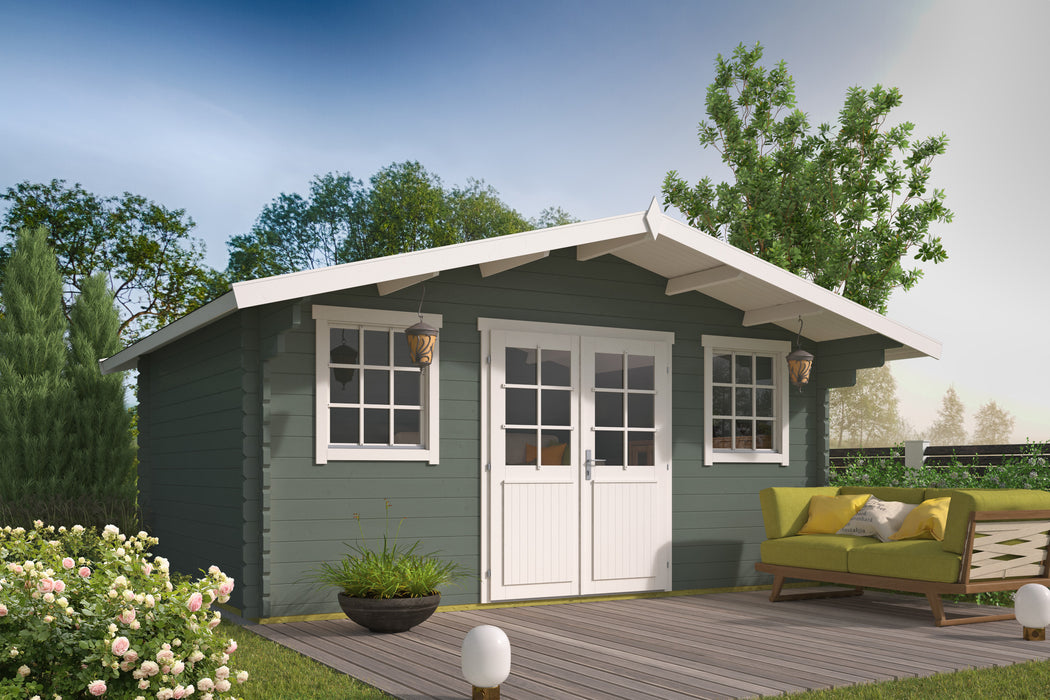 Blokhut - Tuinhuis Pavel | 44 mm | vuren groen geïmpregneerd