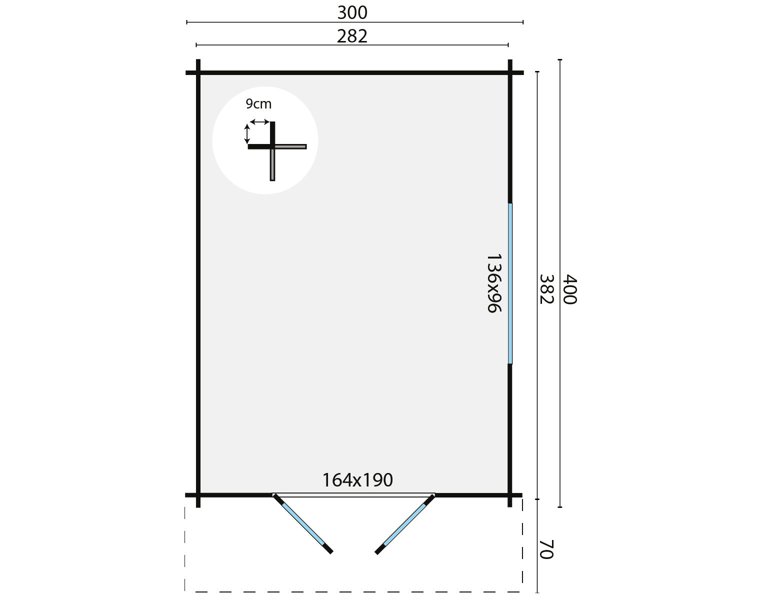 Blokhut - Tuinhuis Pamplona | 34 mm | vuren honinggeel geïmpregneerd