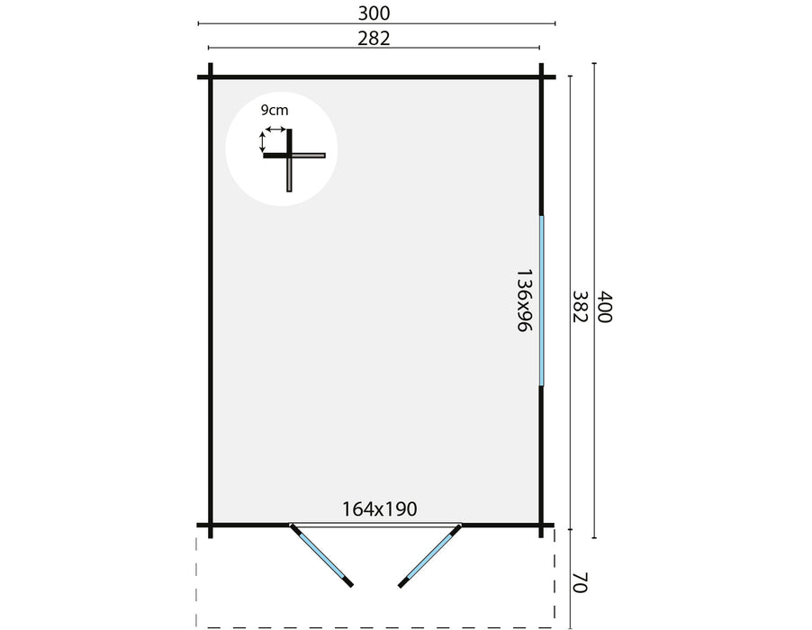 Blokhut - Tuinhuis Pamplona | 34 mm | vuren grijs geïmpregneerd