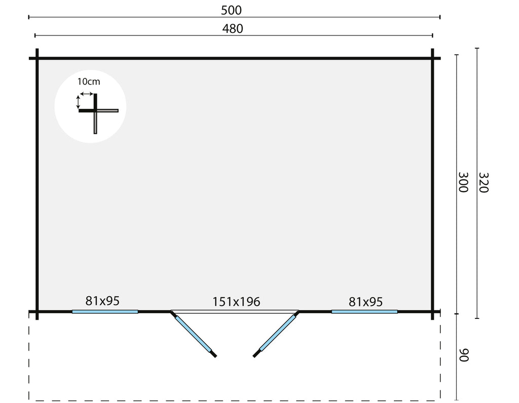Blokhut - Tuinhuis Rika | 44 mm | vuren grijs geïmpregneerd