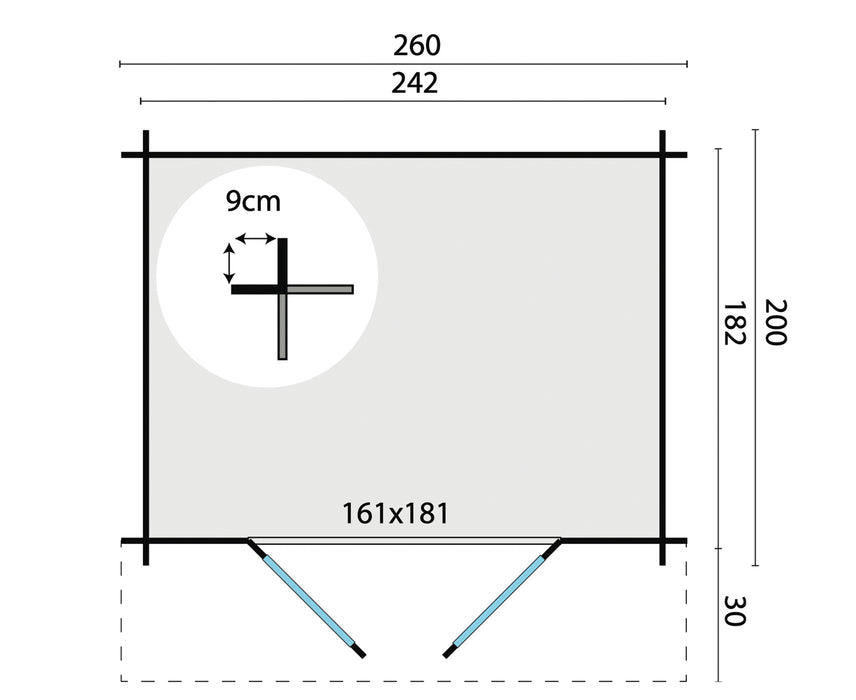 Blokhut - Tuinhuis Robert | 28 mm | vuren onbehandeld