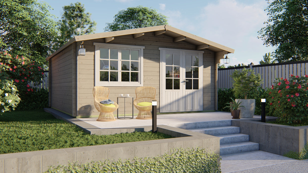 Blokhut - Tuinhuis Salamanca | 34 mm | vuren bruin geïmpregneerd