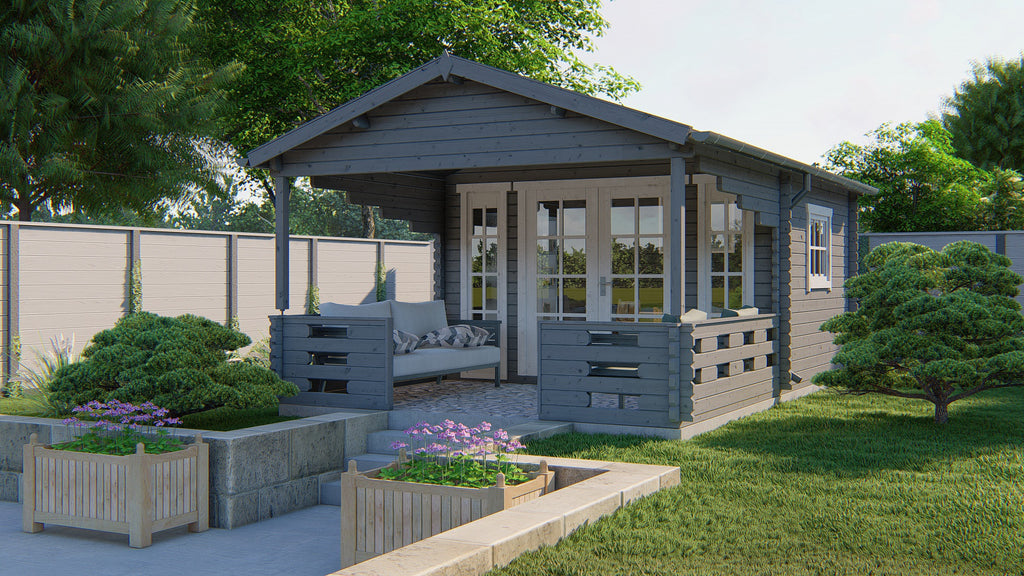 Blokhut - Tuinhuis Sanstrov | 44 mm | vuren groen geïmpregneerd
