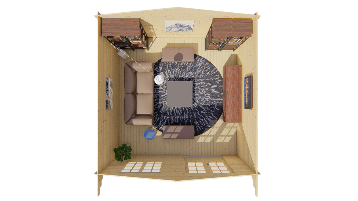 Blokhut - Tuinhuis Salamanca | 34 mm | vuren bruin geïmpregneerd