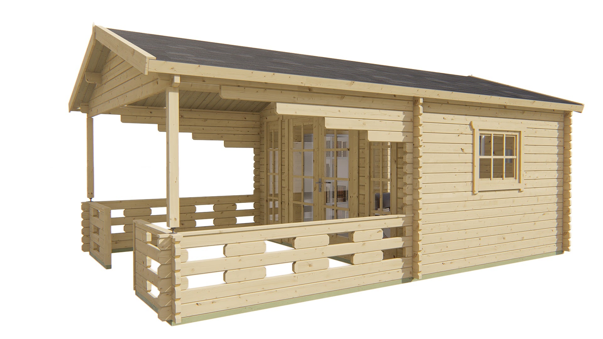 Blokhut - Tuinhuis Sanstrov | 44 mm | vuren groen geïmpregneerd