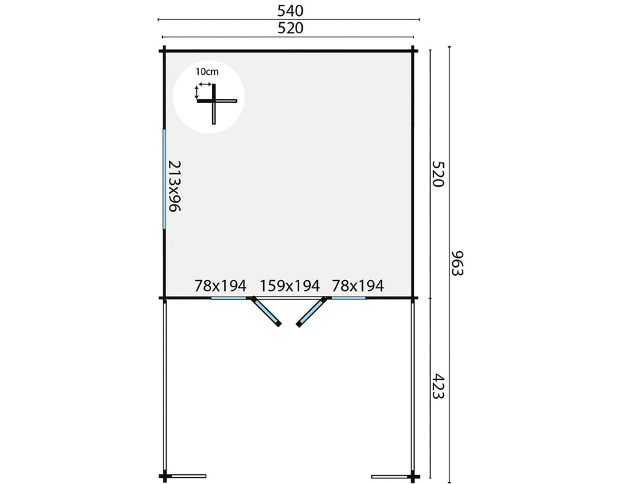 Blokhut - Tuinhuis Sheffield | 58 mm | vuren onbehandeld