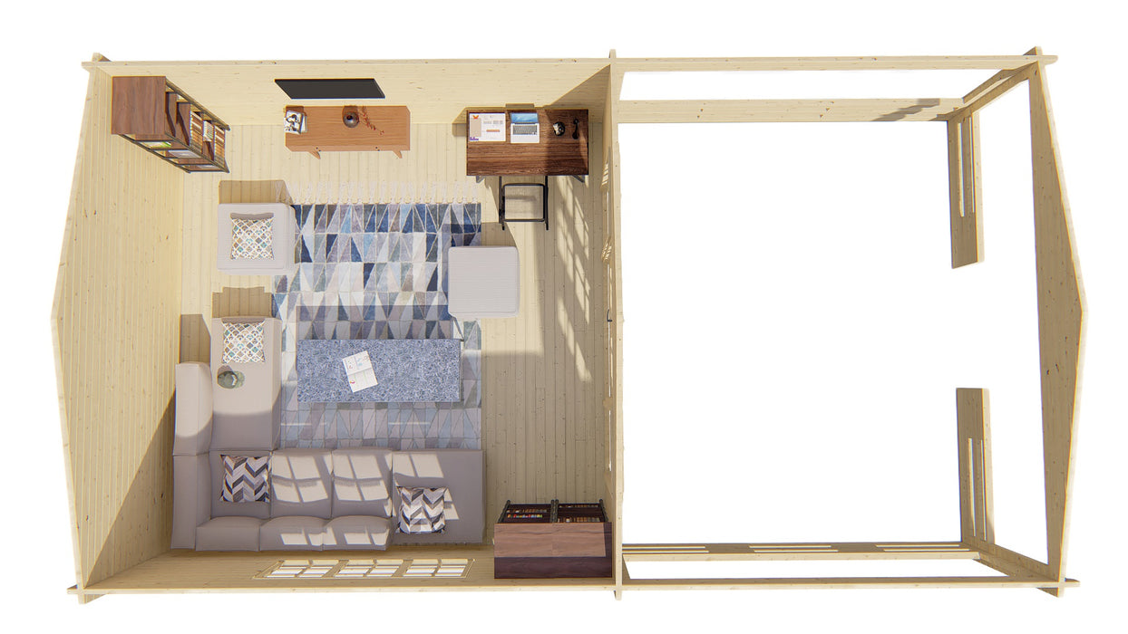Blokhut - Tuinhuis Sheffield | 58 mm | vuren bruin geïmpregneerd