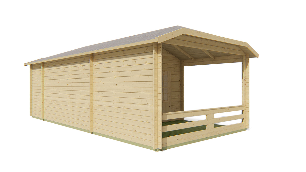 Blokhut - Tuinhuis Sibella | 44 mm | vuren groen geïmpregneerd