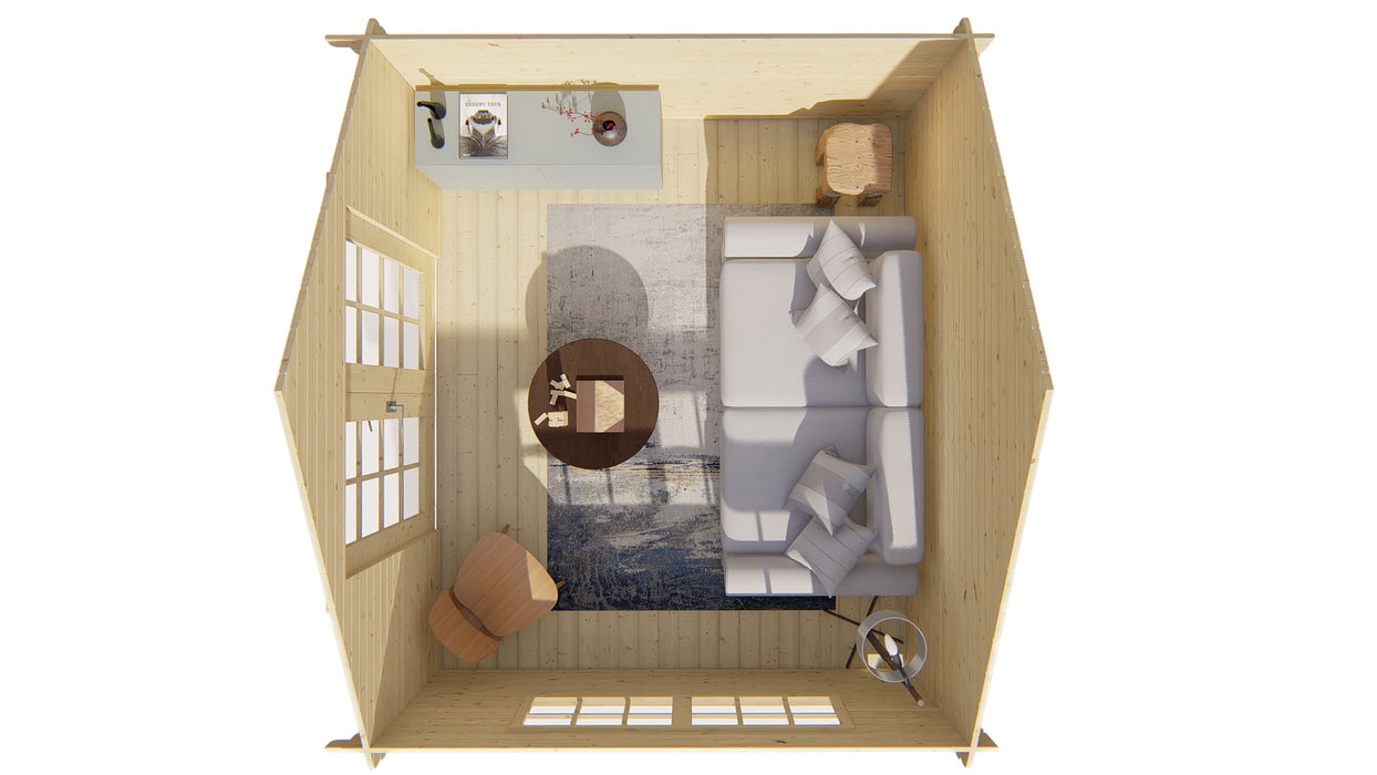 Blokhut - Tuinhuis Skov | 28 mm | vuren honinggeel geïmpregneerd