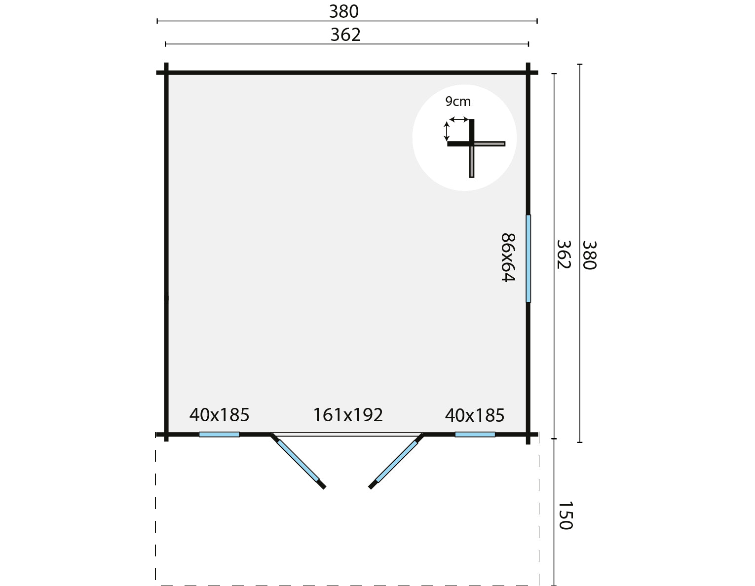 Blokhut - Tuinhuis Sören | 44 mm | vuren bruin geïmpregneerd