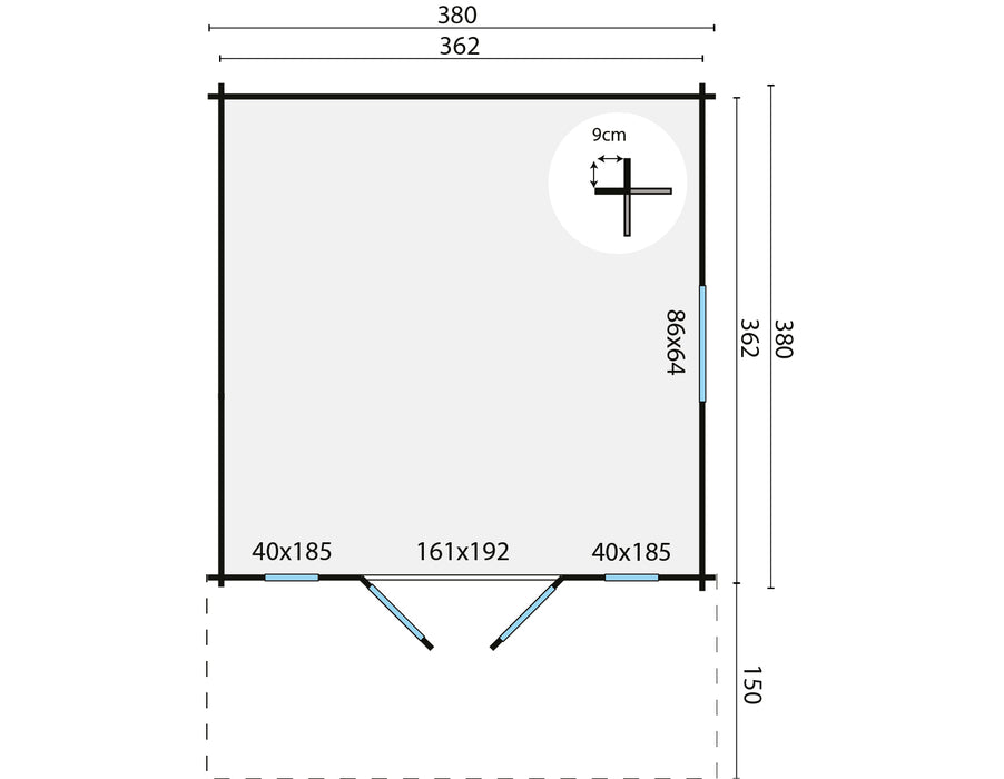 Blokhut - Tuinhuis Sören | 44 mm | vuren onbehandeld