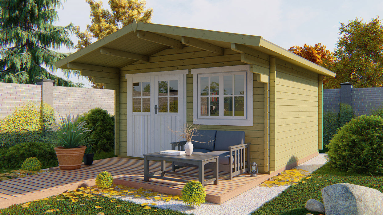 Blokhut - Tuinhuis Stian | 58 mm | vuren bruin geïmpregneerd