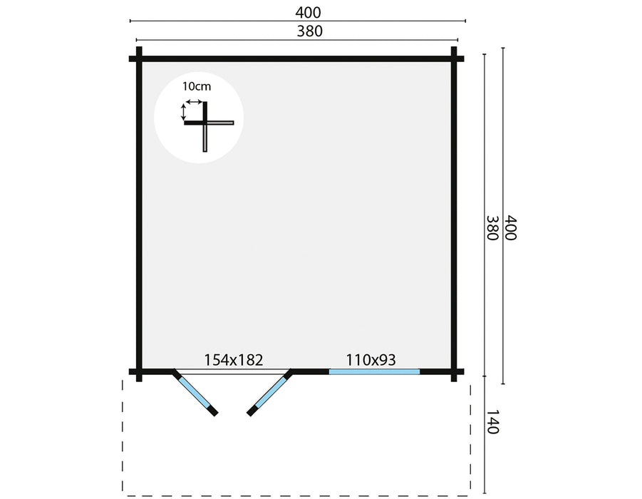 Blokhut - Tuinhuis Stian | 58 mm | vuren grijs geïmpregneerd