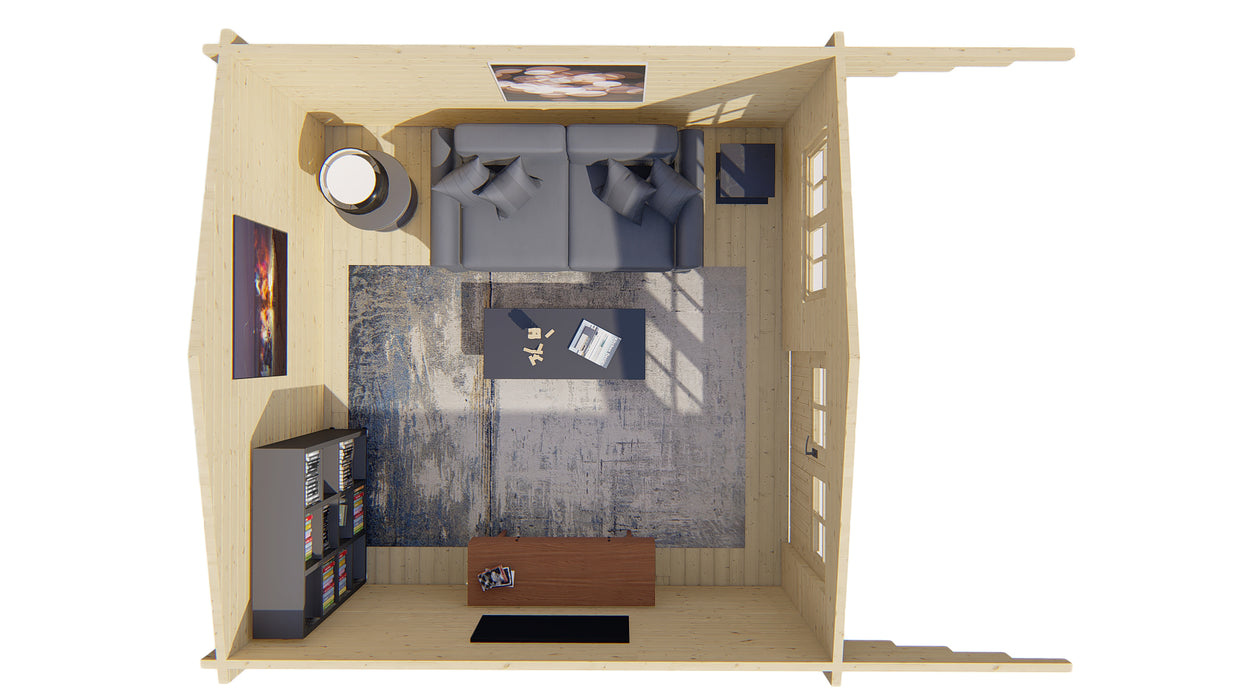 Blokhut - Tuinhuis Stian | 58 mm | vuren bruin geïmpregneerd