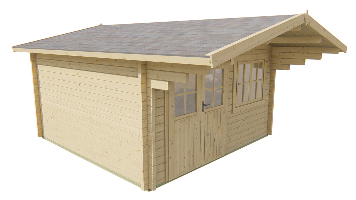 Blokhut - Tuinhuis Stian | 58 mm | vuren bruin geïmpregneerd