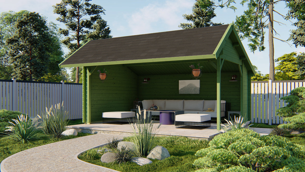 Blokhut - Tuinhuis Thüringen | 44 mm | vuren groen geïmpregneerd