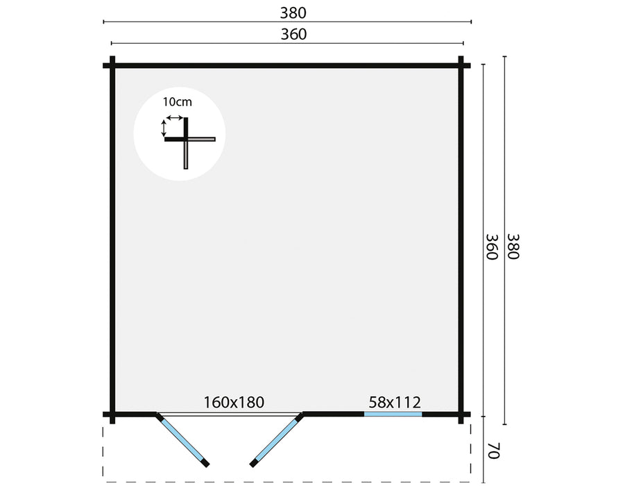 Blokhut - Tuinhuis Ulrik | 44 mm | vuren grijs geïmpregneerd