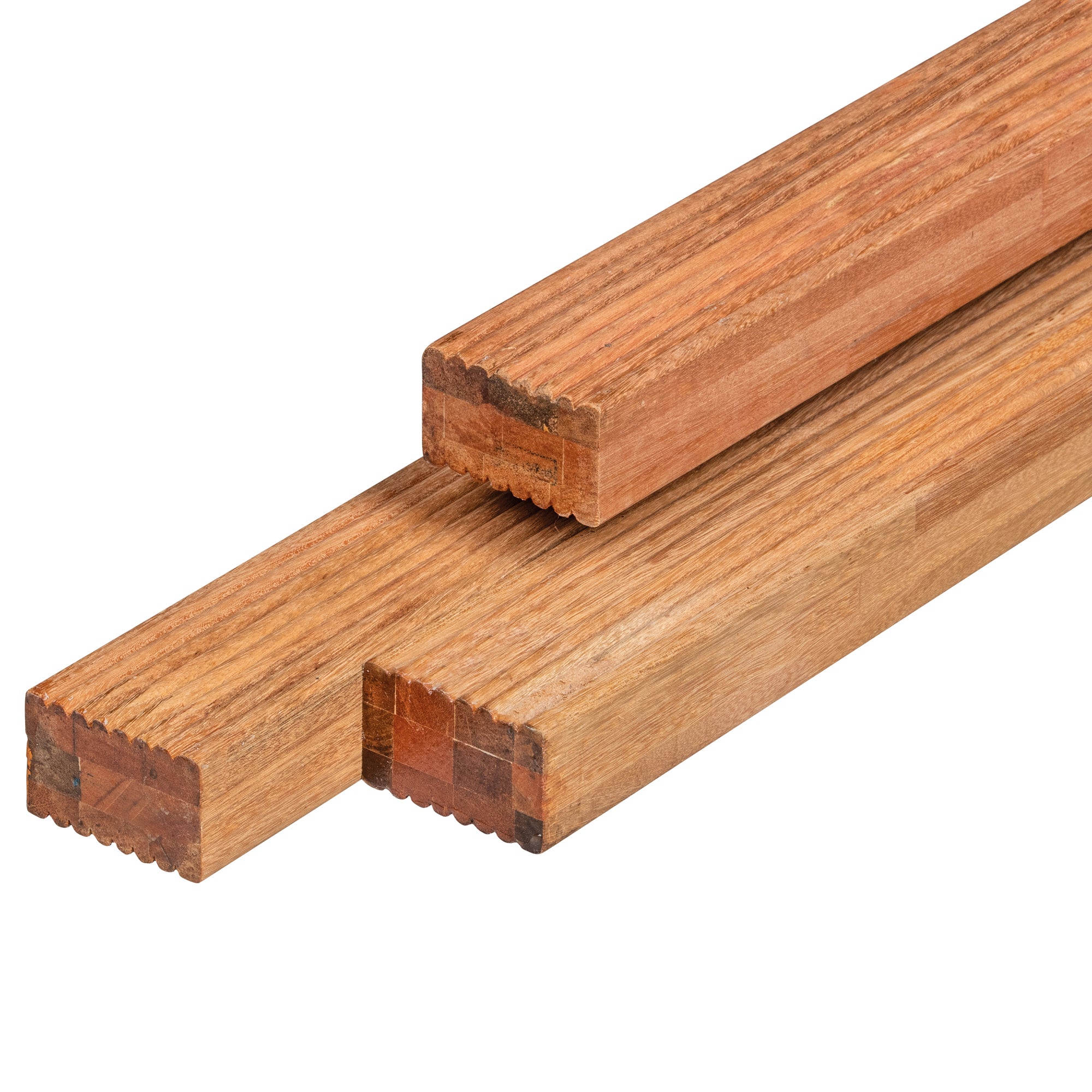 Bangkirai hardhout regel 4,4 x 6,8 x 395 cm kunstmatig gedroogd, geschaafd, gelamineerd, gevingerlast, 4 ronde hoeken