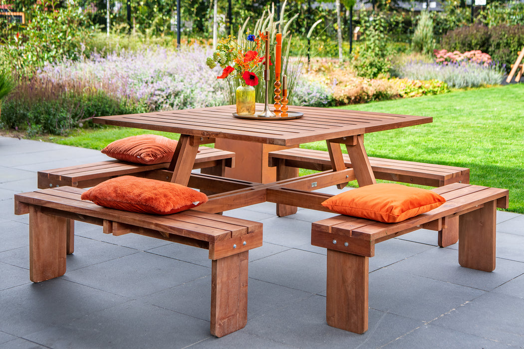 Hardhouten picknicktafel vierkant Premium